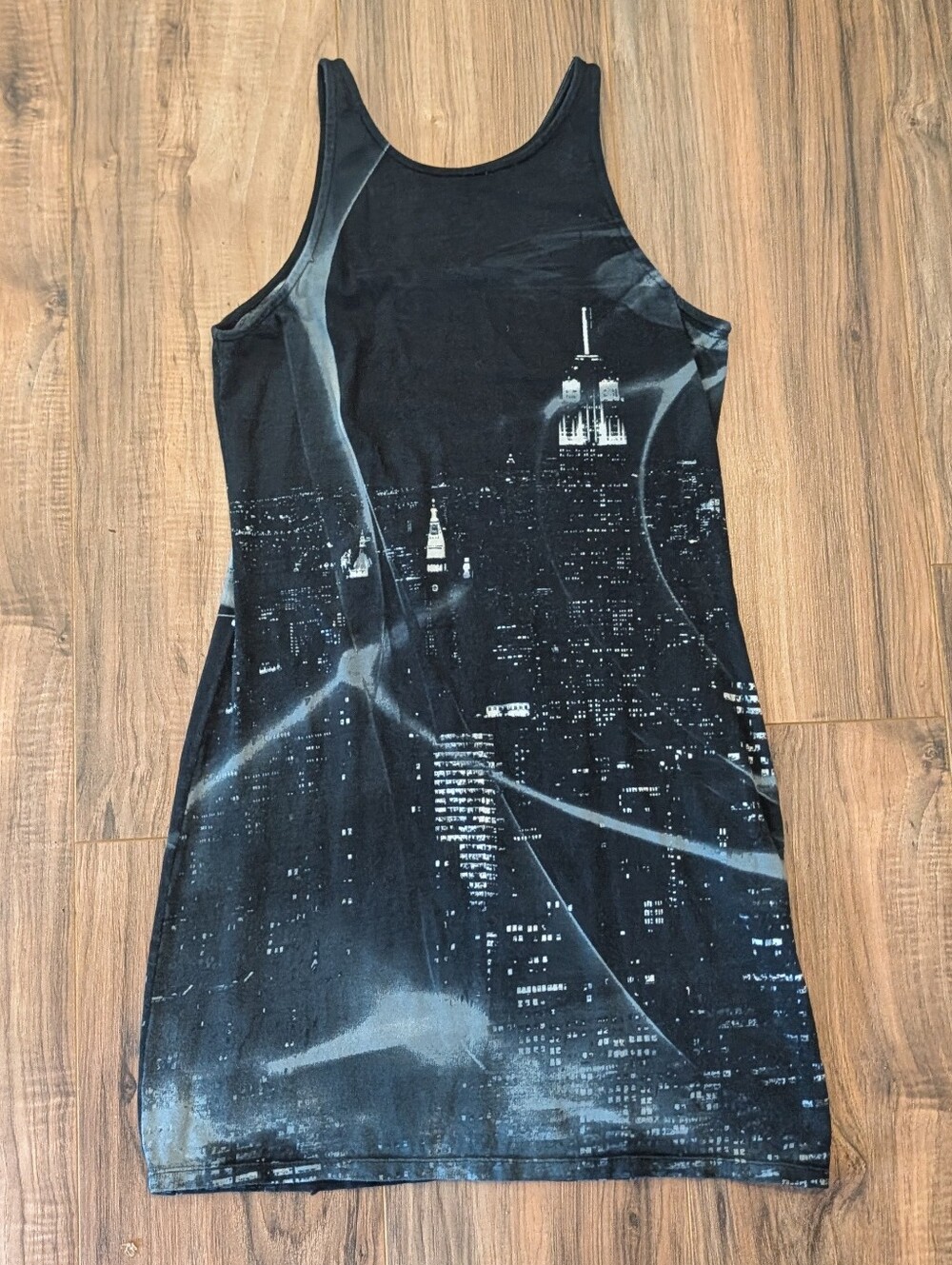Motel Rocks Black Cityscape Dress, Early 2000s Modcloth